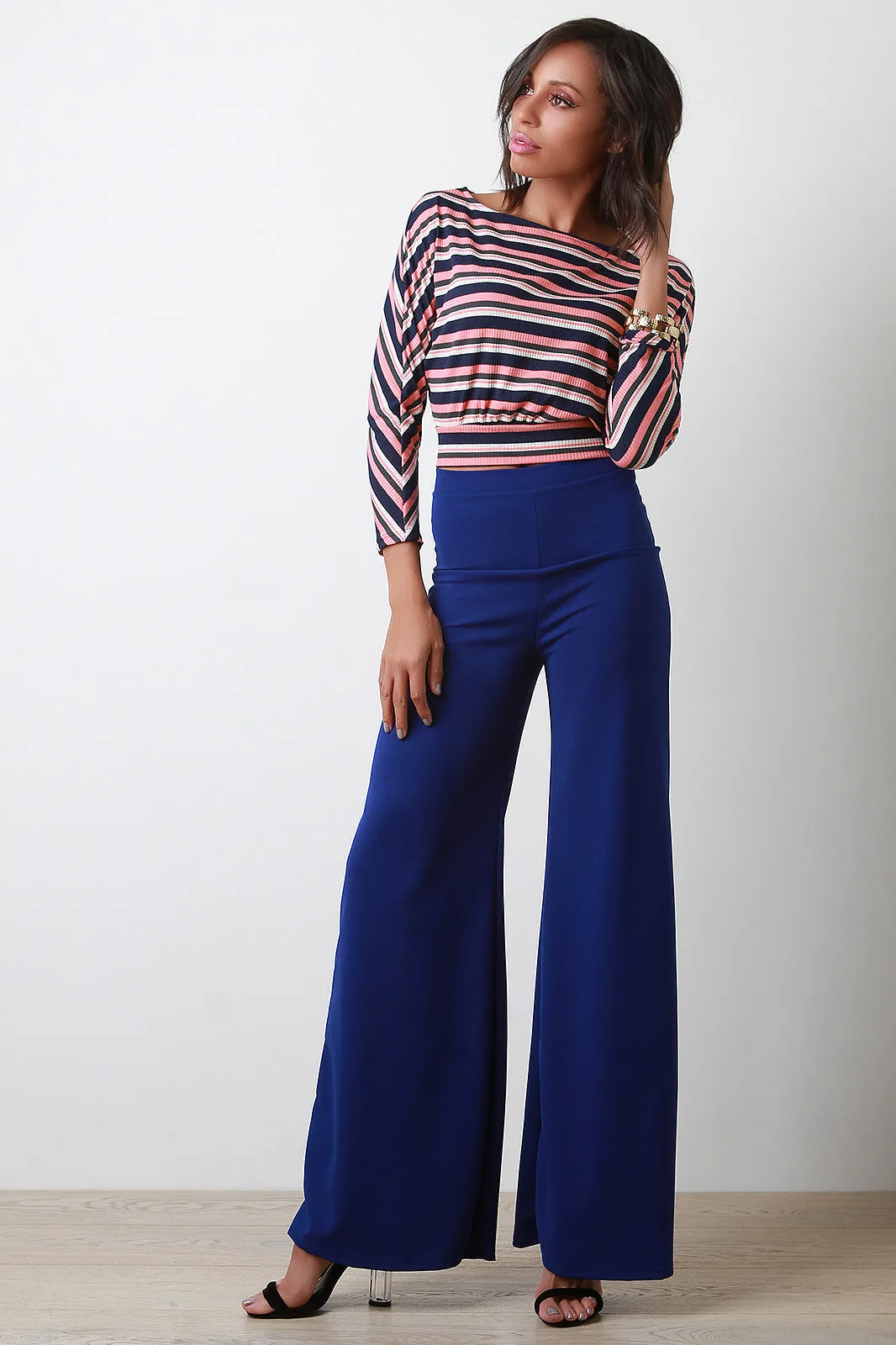 Zipper Back Wide Leg Pants