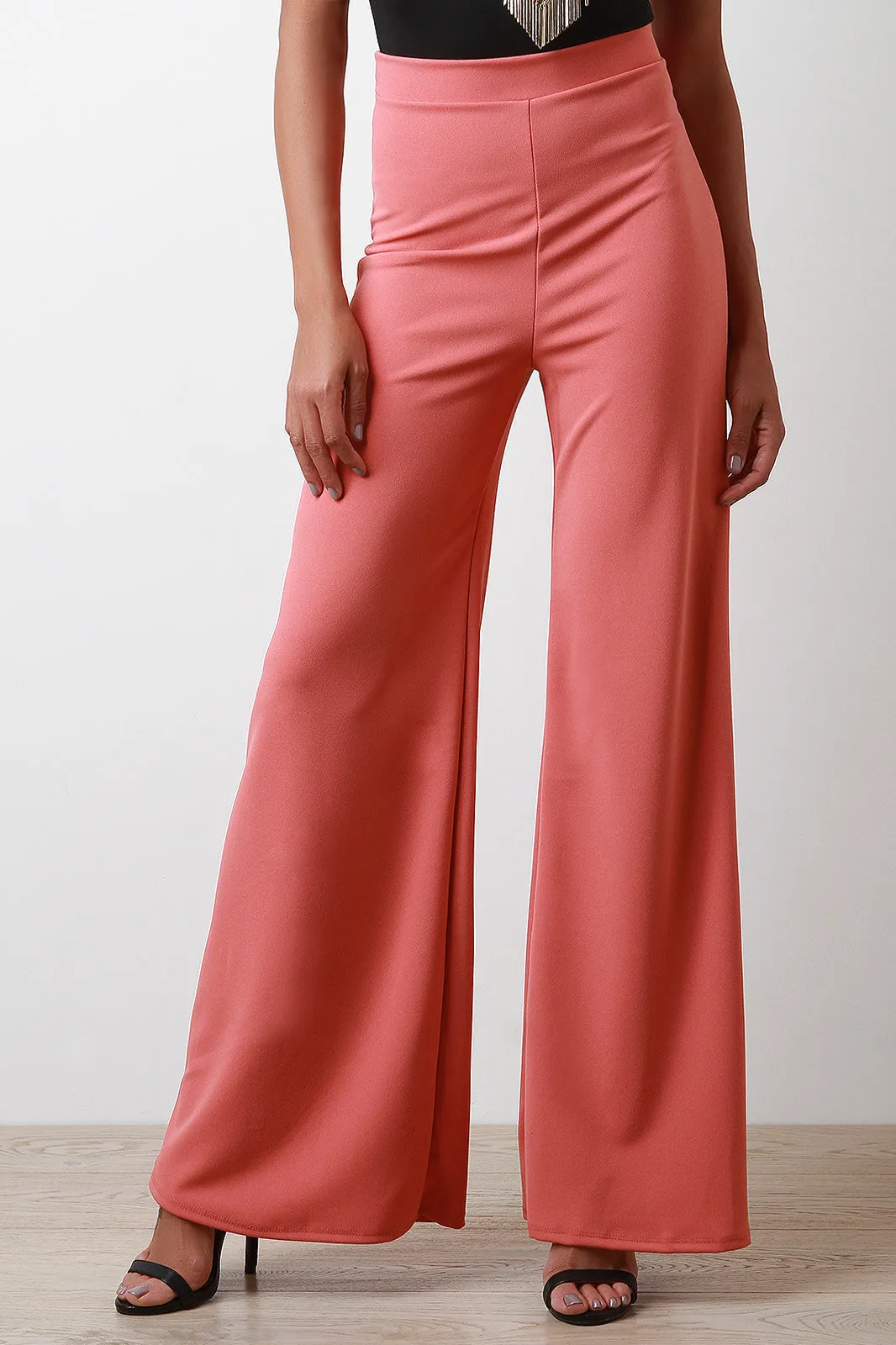 Zipper Back Wide Leg Pants