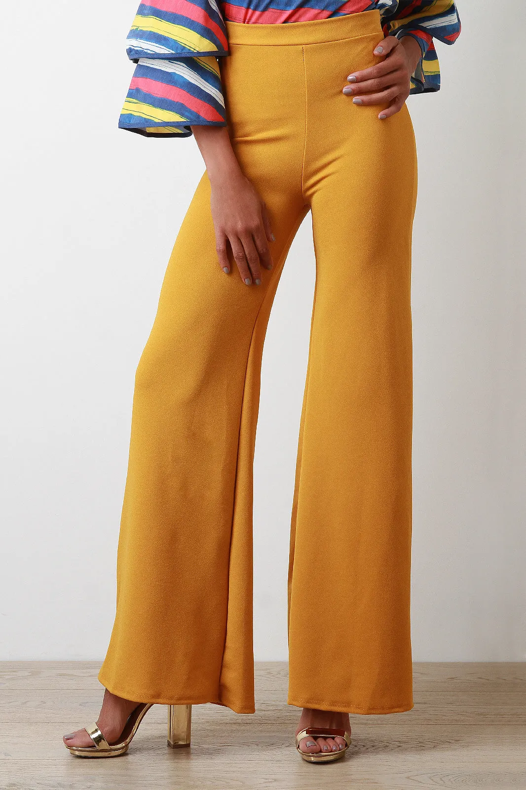Zipper Back Wide Leg Pants