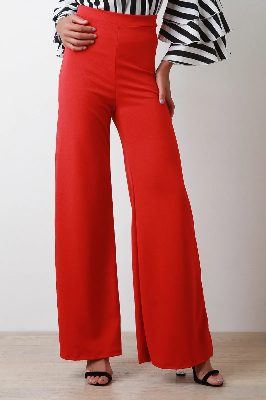 Zipper Back Wide Leg Pants