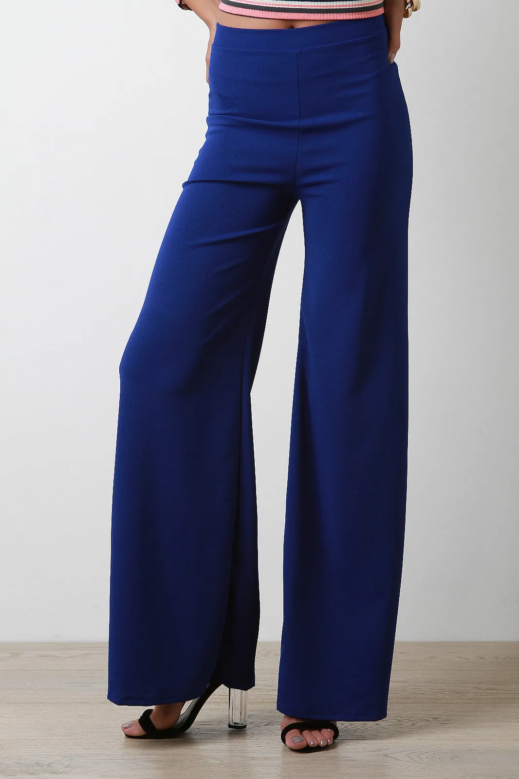 Zipper Back Wide Leg Pants
